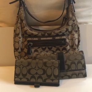 Coach signature satchel with matching wallet